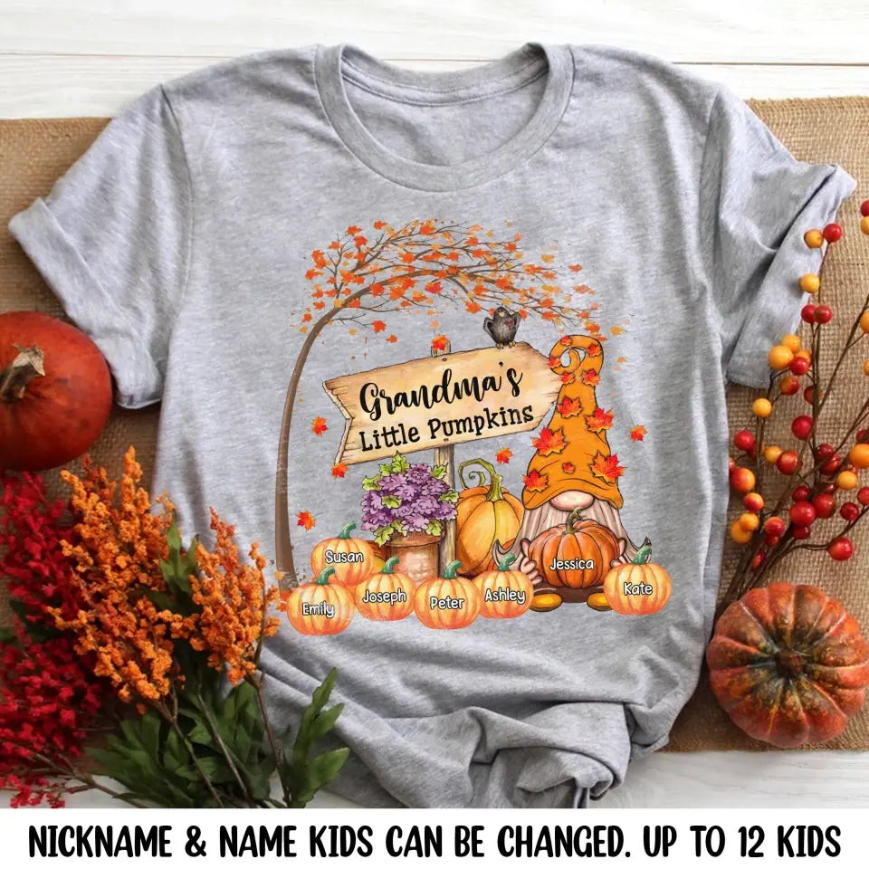 Personalized Grandmas Little Pumpkins Fall Season T-Shirt Mother's Day Shirt Best Gifts For New Moms