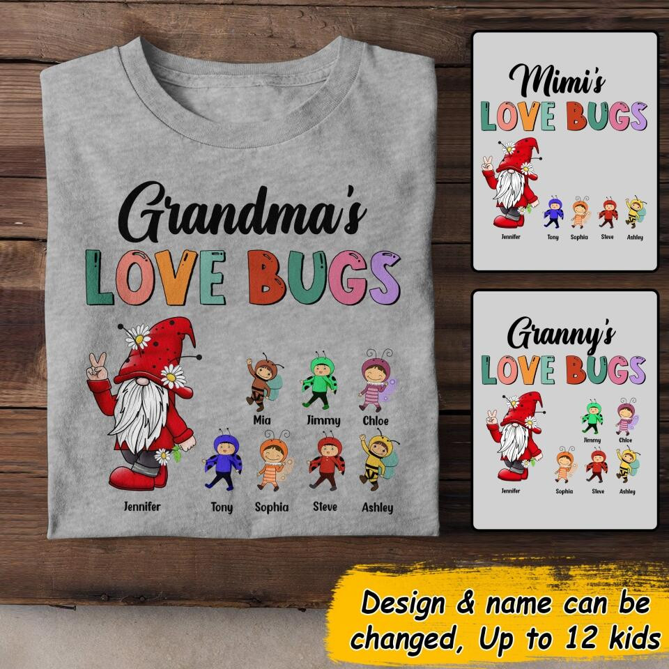 Personalized Grandma's Love Bugs T-Shirt Mother's Day Shirt Gifts For Mom From Daughter