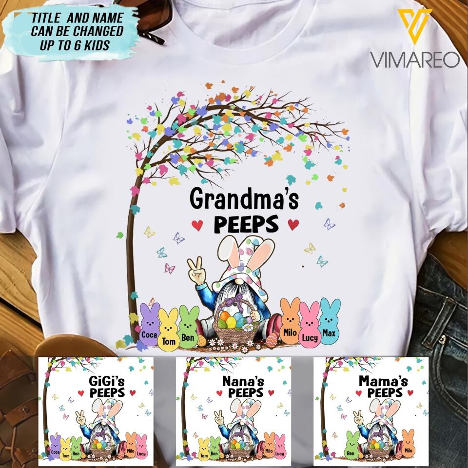 Personalized Grandma's Peeps With Rabbit Kid T-Shirt Mother's Day Shirt Mother's Day Gifts For Daughter