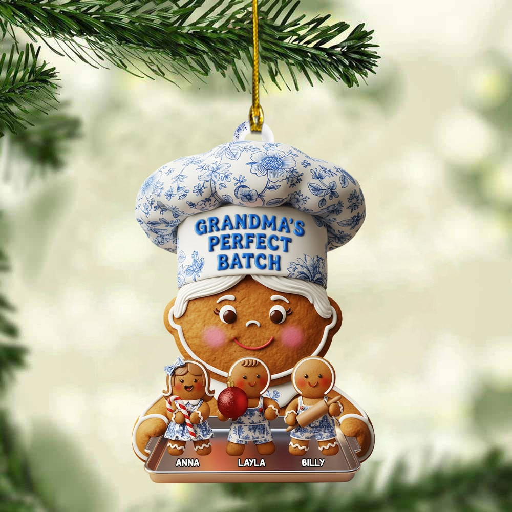 Personalized Grandmas Perfect Batch Christmas With Grandkids Names Personalized Flat Acrylic Ornament