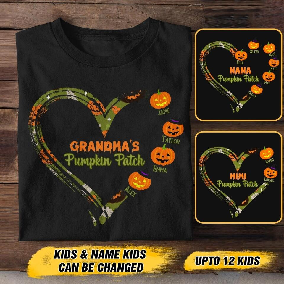 Personalized Grandma's Pumpkin Patch Kid Name T-Shirt Mother's Day Shirt Gifts For My Wife