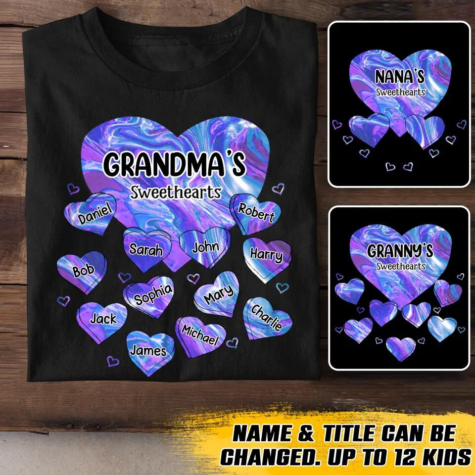 Personalized Grandma's Sweethearts Kid Name T-Shirt Mother's Day Shirt First Mothers Day Gift For My Daughter