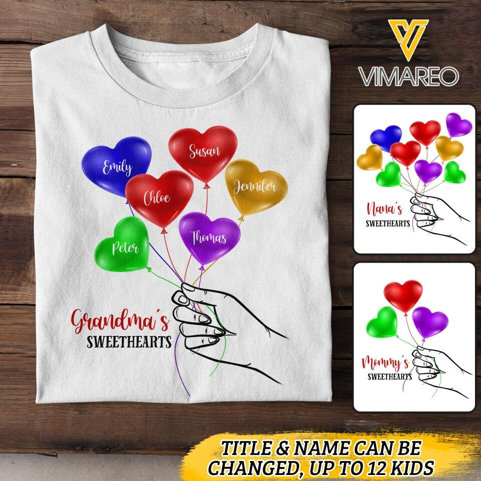 Personalized Grandma's Sweethearts Kid Name T-Shirt Mother's Day Shirt Mother'sday Gifts From Daughter
