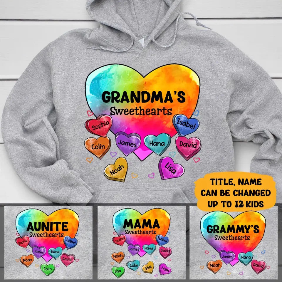 Personalized Grandma's Sweethearts Kid Names Hoodie Best Mothers Day Gifts