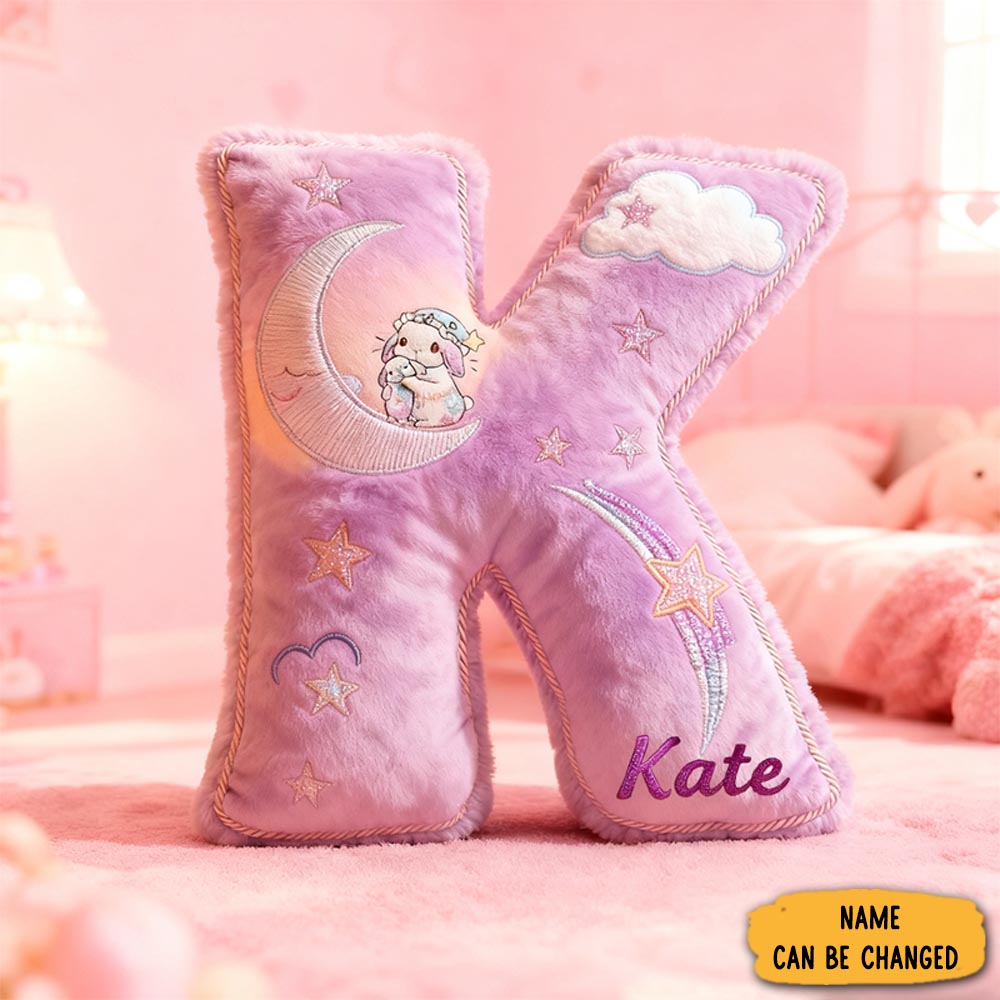Personalized Graphic 3d 26 Letters Purple Bunny Family Pillow Special Family Gift With Custom Name Design