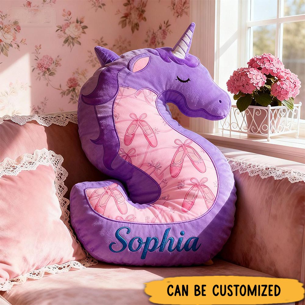 Personalized Graphic 3D Fantacy Ballerina Alphabet Shaped Pillow for Dance Lovers Initial Pillow Christmas Gift for Kids