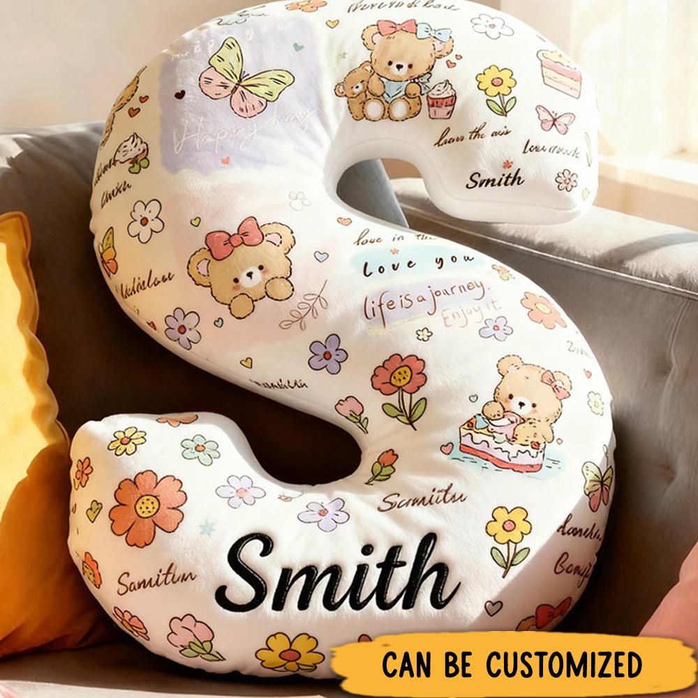 Personalized Graphic 3D Life is a Journey Mama Bear Pillow for Family Members