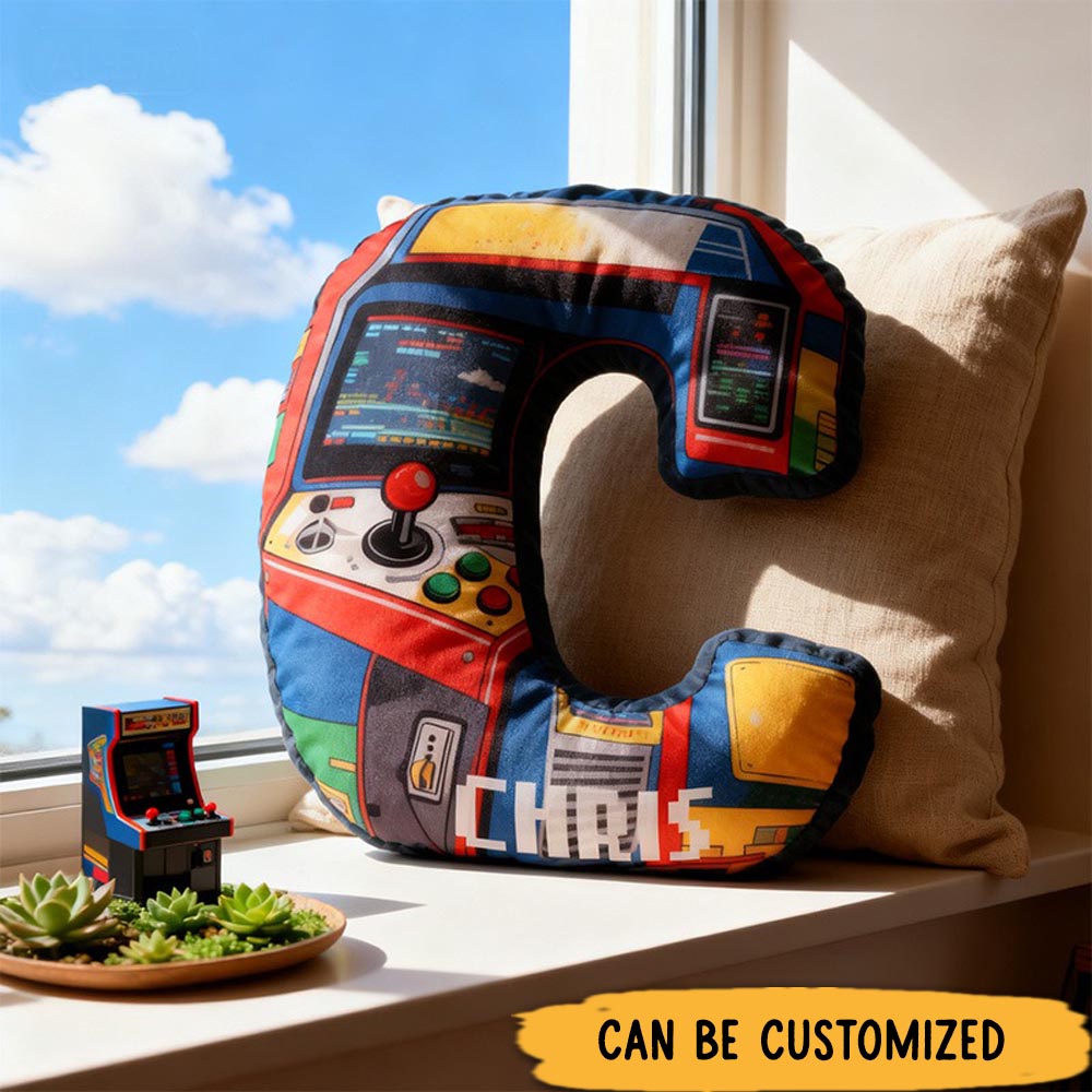Personalized Graphic 3D Print Arcade Machine Gamer Shaped Pillow for Game Lovers Plush Pillow Christmas Gift for Kids