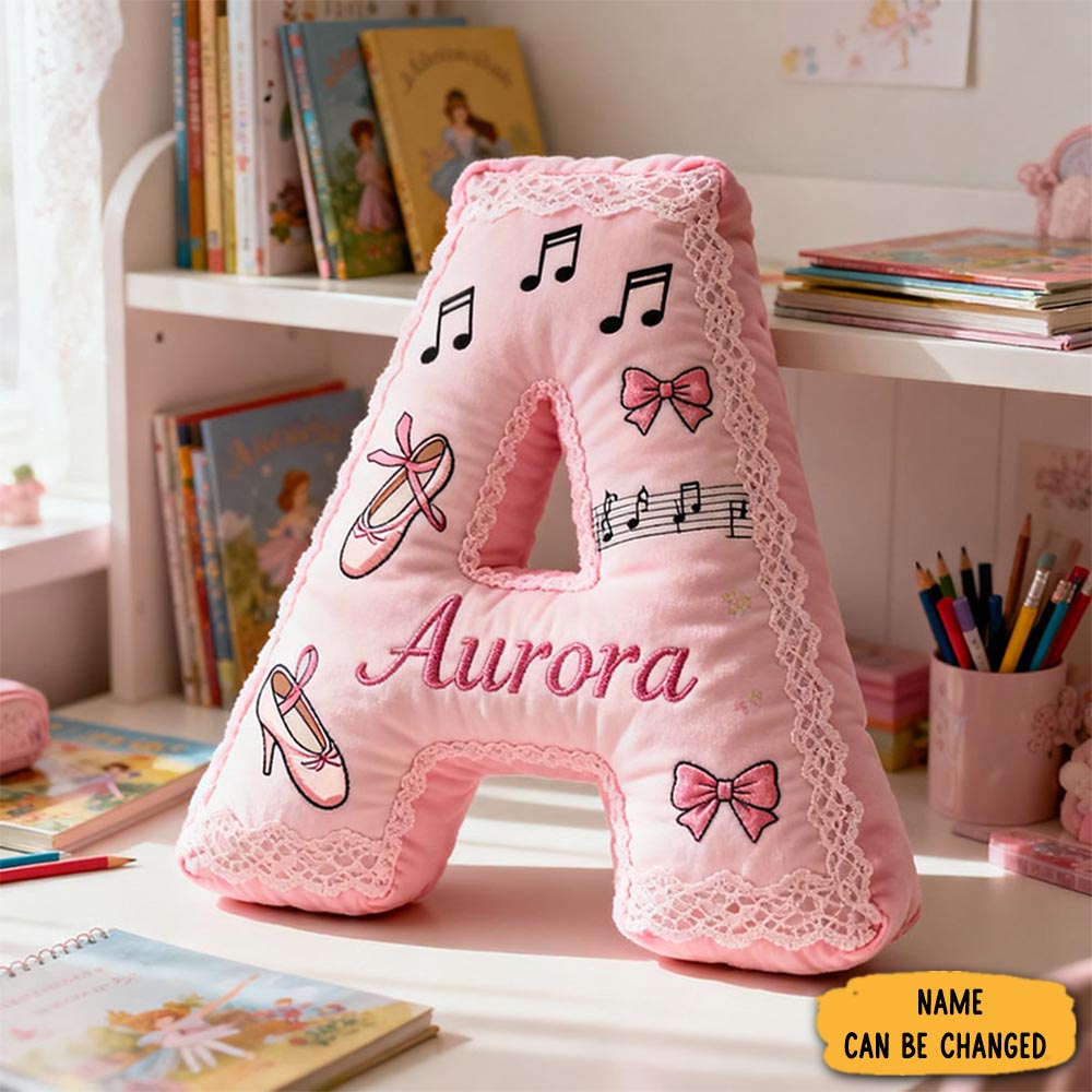 Personalized Graphic 3d Print Ballet Dance Pillow With Your Own Name Soft Stuffed Toy For Kids Unique Decorative Cushion For Girls Room
