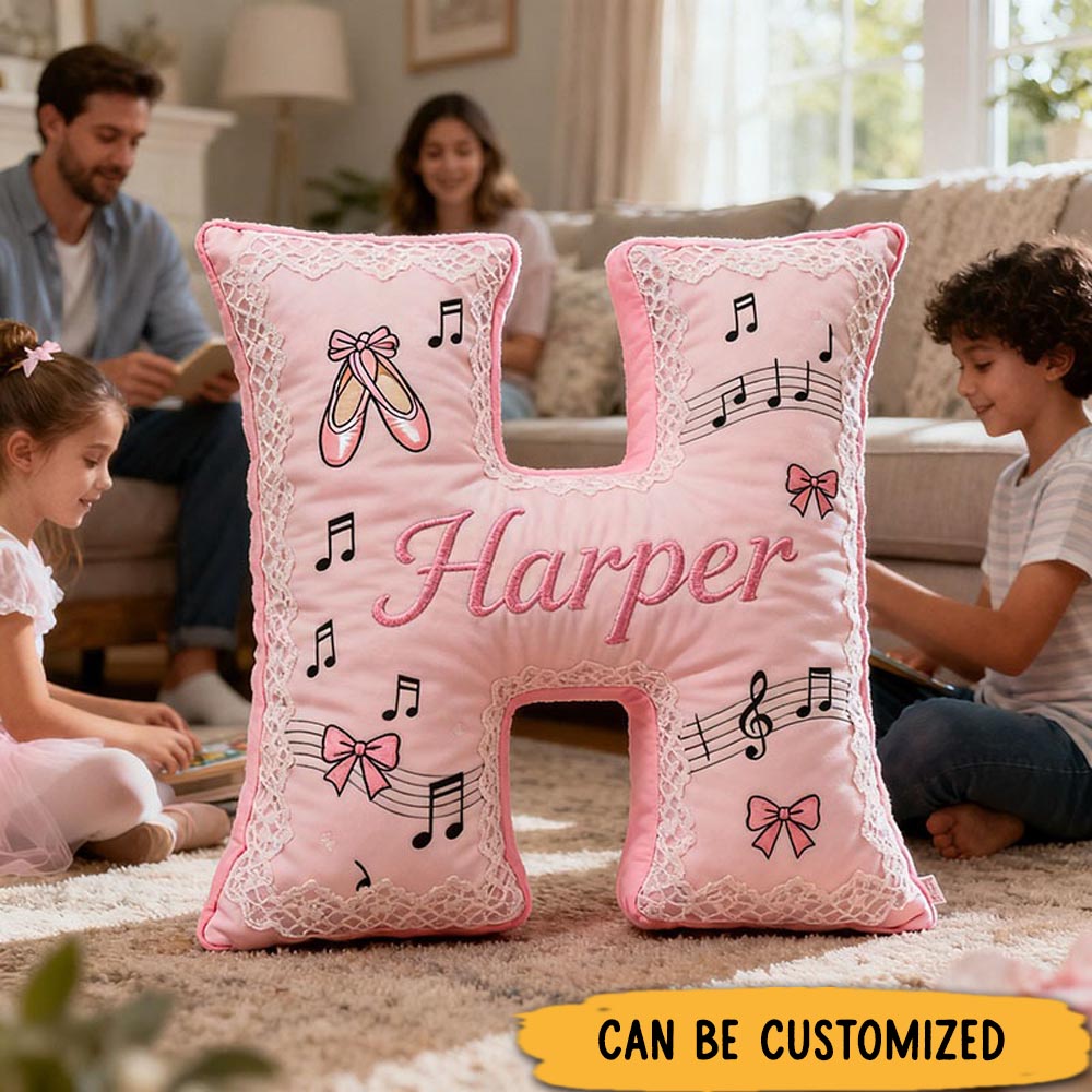 Personalized Graphic 3D Print Ballet Dance Pillow With Your Own Name Soft Stuffed Toy for Kids Unique Decorative Cushion for Girls' Room