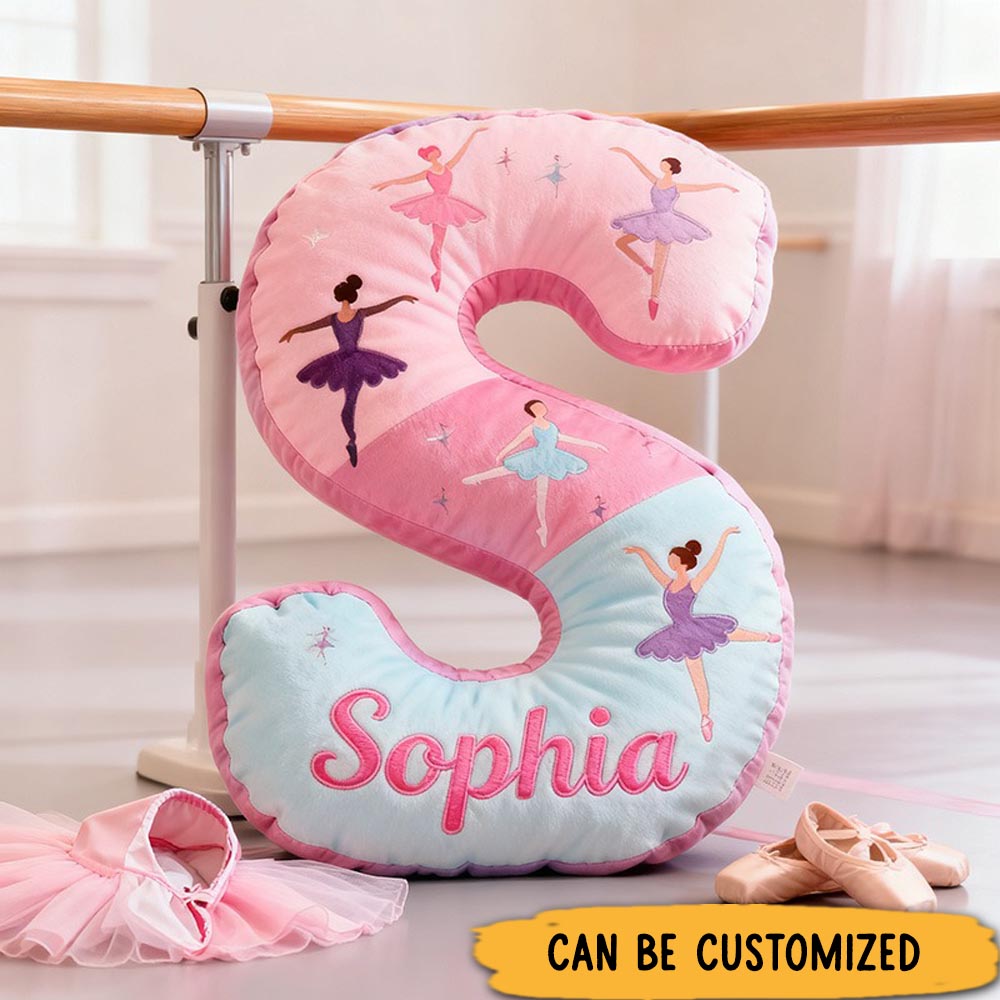 Personalized Graphic 3D Print Ballet Dancer Pillow With Your Own Name Soft Stuffed Toy for Kids Unique Decorative Cushion for Girls' Room