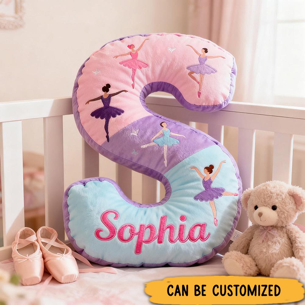 Personalized Graphic 3D Print Ballet Dancers Pillow With Your Own Name Soft Stuffed Toy for Kids Unique Decorative Cushion for Girls' Room