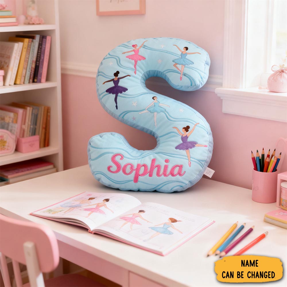 Personalized Graphic 3d Print Ballet Pillow With Your Own Name Soft Stuffed Toy For Kids Unique Decorative Cushion For Girls Room-1