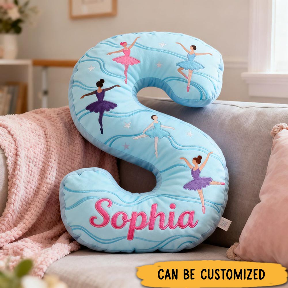 Personalized Graphic 3D Print Ballet Pillow With Your Own Name Soft Stuffed Toy for Kids Unique Decorative Cushion for Girls' Room