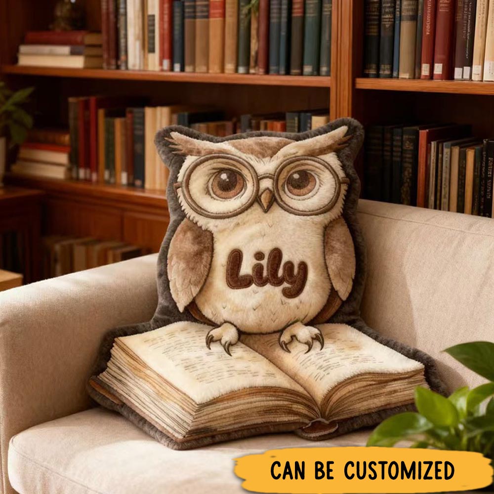 Personalized Graphic 3D Print Bookish Owl Pillow for Reading Lovers