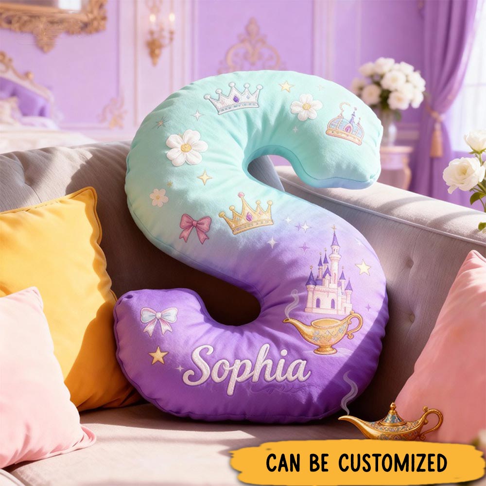 Personalized Graphic 3D Print Cartoon Little Wish Tale Alphabet Shaped Pillow for Cartoon Lovers Initial Pillow Christmas Gift for Kids
