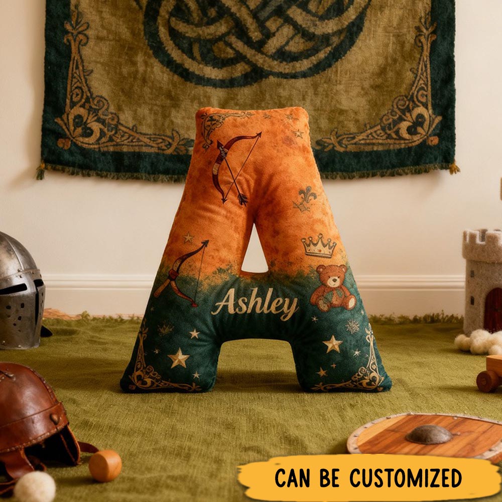 Personalized Graphic 3D Print Cartoon Medieval Princess Tale Alphabet Shaped Pillow for Cartoon Lovers Initial Pillow Christmas Gift for Kids