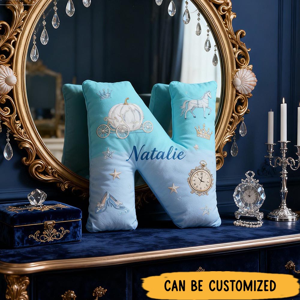 Personalized Graphic 3D Print Cartoon Midnight Tale Alphabet Shaped Pillow for Cartoon Lovers Initial Pillow Christmas Gift for Kids