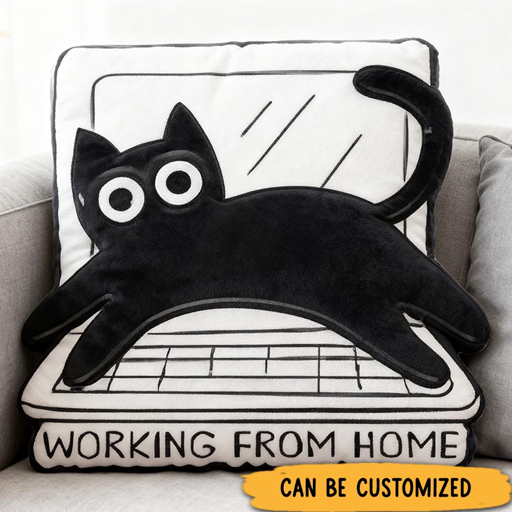 Personalized Graphic 3D Print Computer Geek Black Cat Pillow Office Worker Gift for Geek Nerd Lover