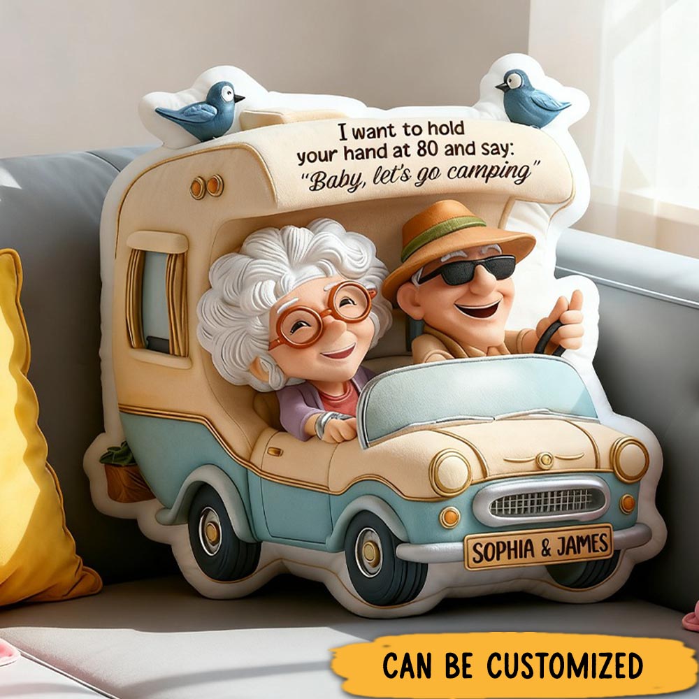 Personalized Graphic 3D Print Couple Camping Pillow Custom Rv Camper Pillow Funny Couple Holiday Gift for Outdoor Camping Lover