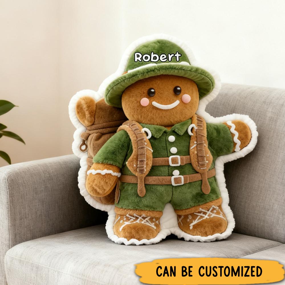 Personalized Graphic 3D Print Customizable Hiking Gingerbread Pillow Custom Outdoor Camping Pillow Gift for Family Kid Pillow Gift for Hiking