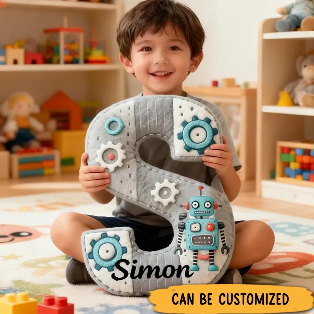 Personalized Graphic 3D Print Cute Letter Robot Pillow Customized Fun Children's Gift Pillows