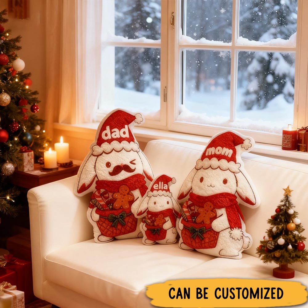 Personalized Graphic 3D Print Cute Rabbit Family Shaped Holiday Festival Pillow Gift for Family