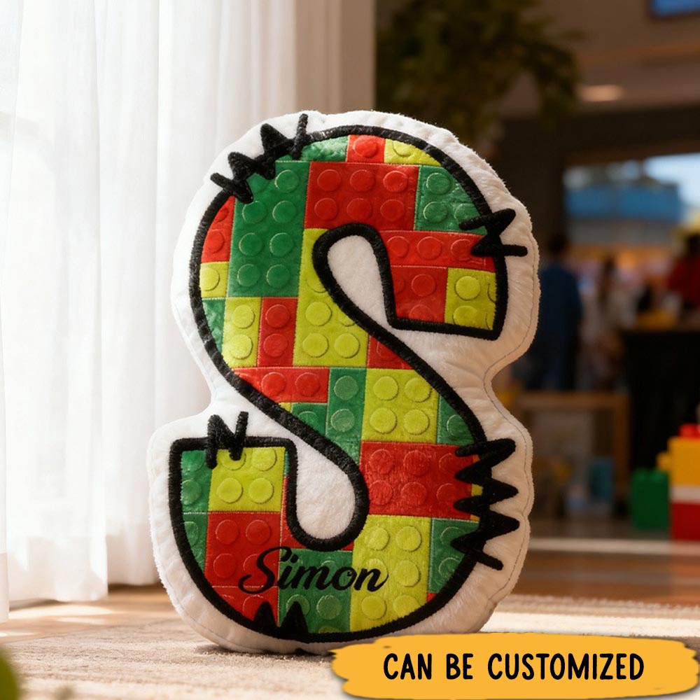 Personalized Graphic 3D Print Doodle Bricks Pillow Funny Kid letter Pillow With Name