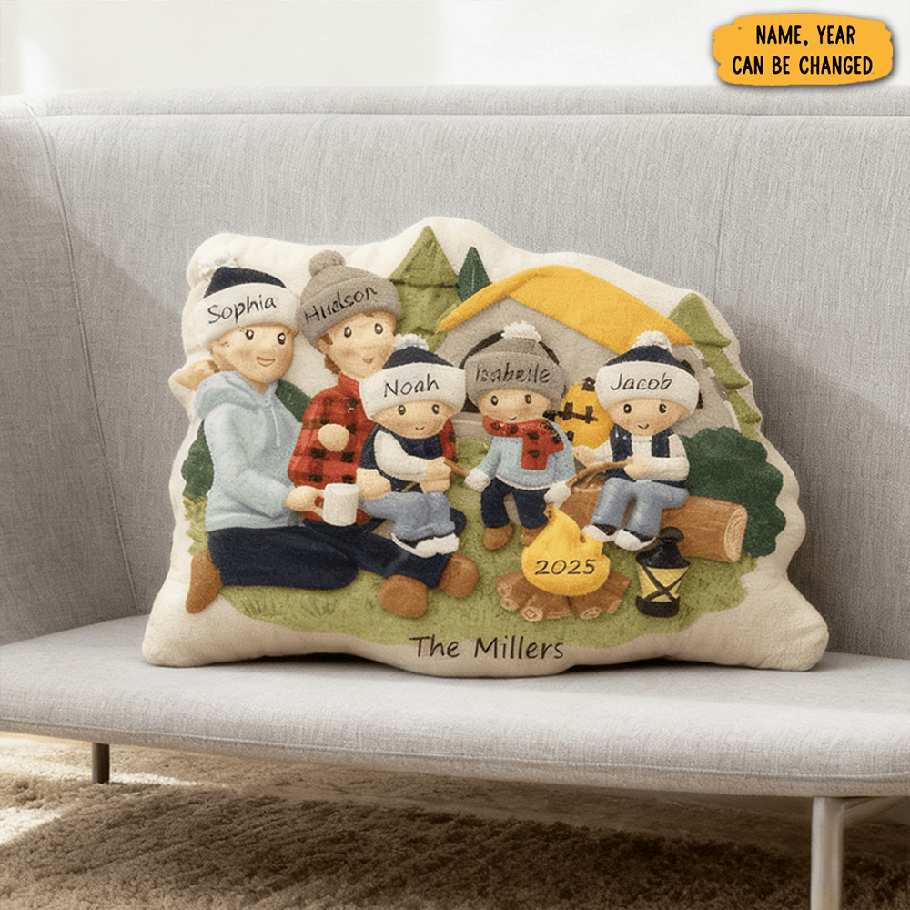 Personalized Graphic 3d Print Family Camping Pillow Family Camping Hiking Christmas Commemorative Pillow With Name Gift For Family