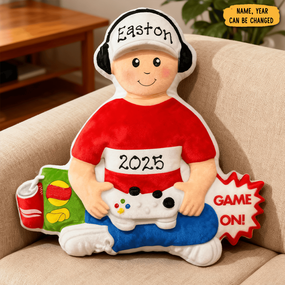 Personalized Graphic 3d Print Gamer Boy With Video Game Controller Headset Game Lover Pillow Custom Christmas Gift For Game Geek Lover