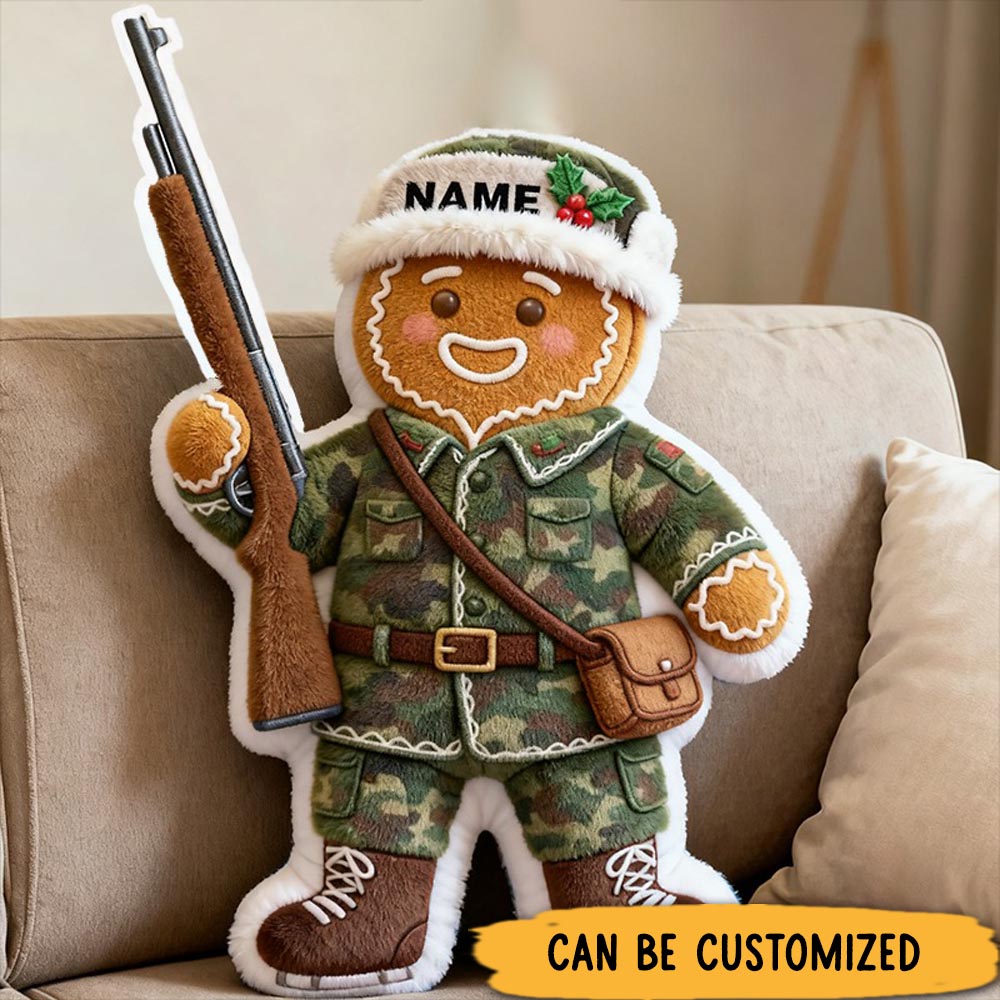Personalized Graphic 3D Print Gingerbread Soldier Hunting Pillow Custom Kid Pillow Gift for Him Hunter