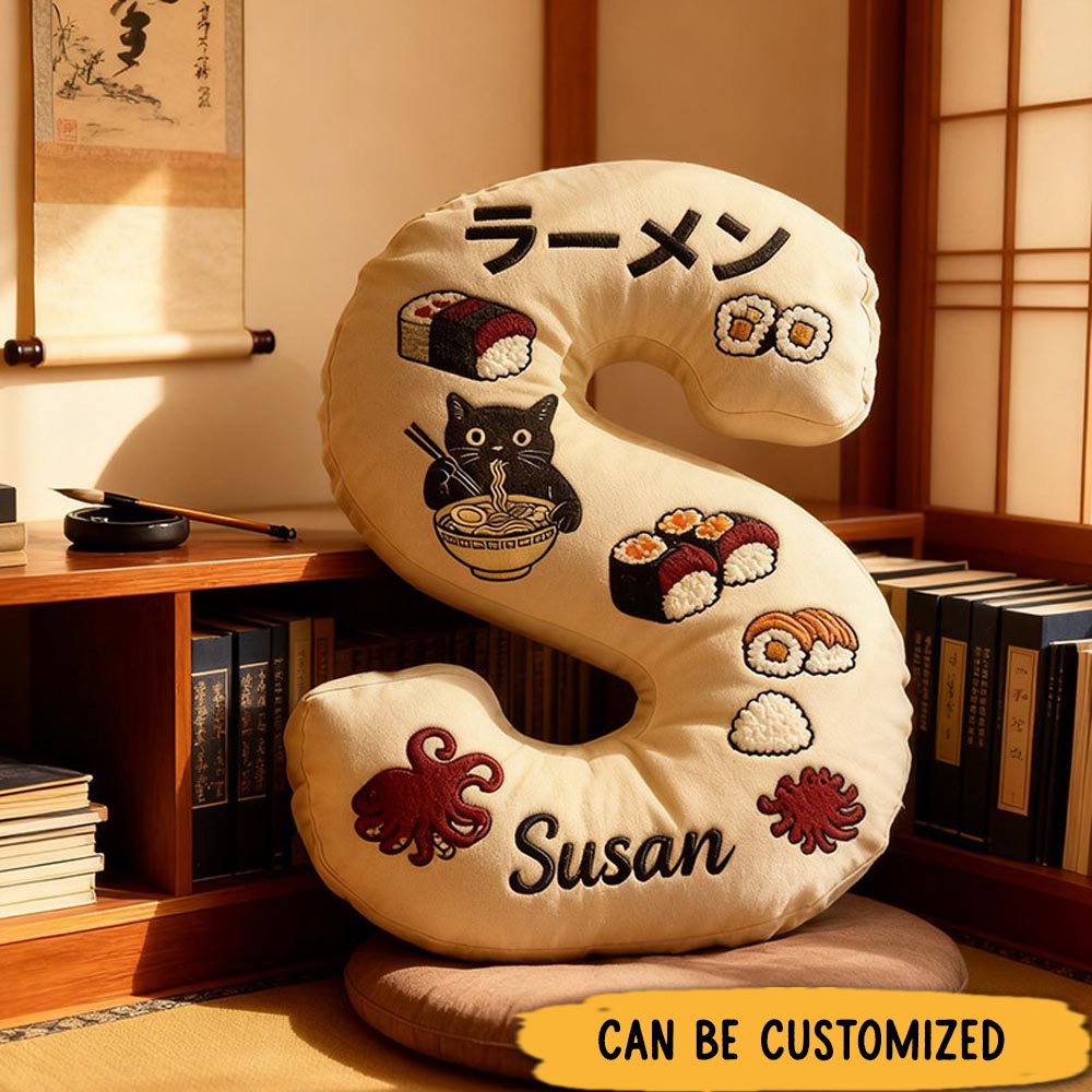 Personalized Graphic 3D Print Kawaii Japan Initial Pillow for Travel Lovers