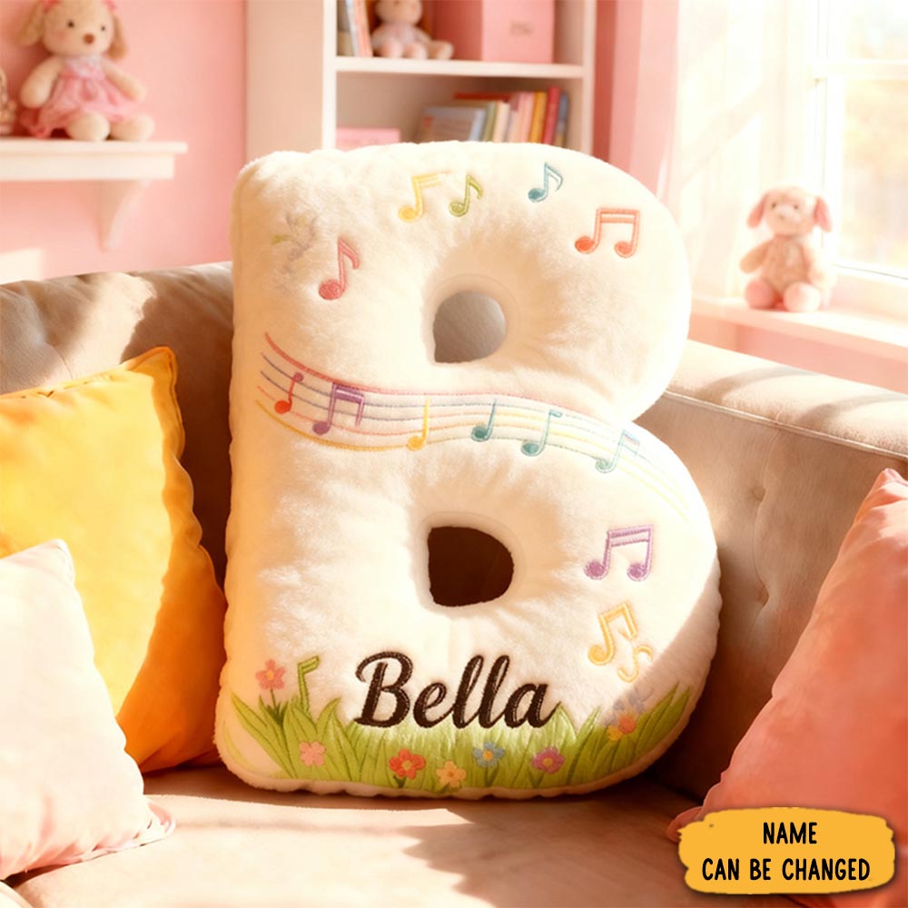 Personalized Graphic 3d Print Music Garden Pillow With Your Own Name Soft Stuffed Toy For Kids Music Lovers Unique Decorative Cushion For Girls Room And Music Room