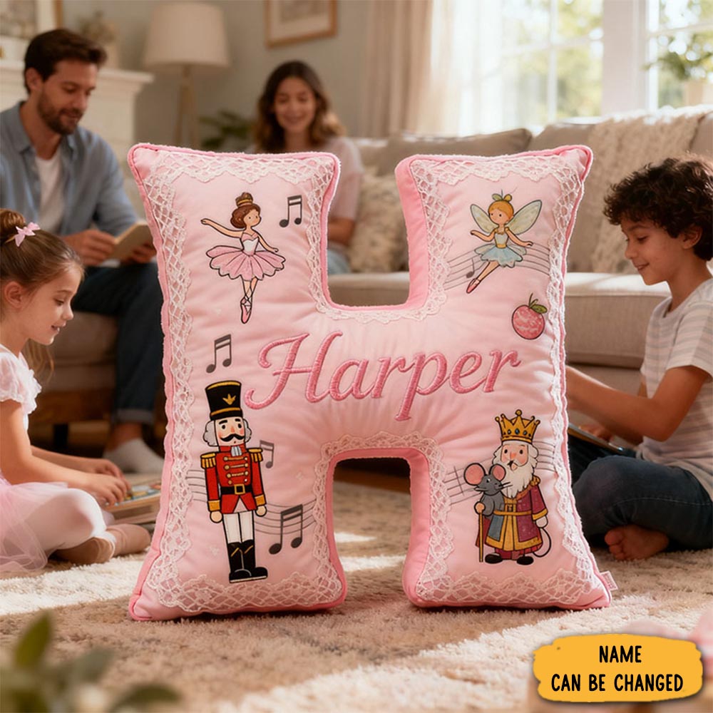 Personalized Graphic 3d Print Nutcracker Ballet Dance Pillow With Your Own Name Soft Stuffed Toy For Kids Unique Decorative Cushion For Girls Room