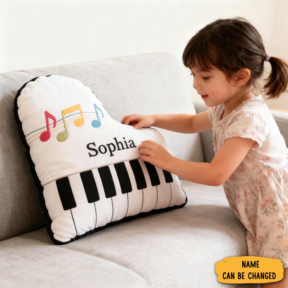 Personalized Graphic 3d Print Piano Pillow With Your Own Name Soft Stuffed Toy For Kids Music Lovers Unique Decorative Cushion For Kids Room And Music Room