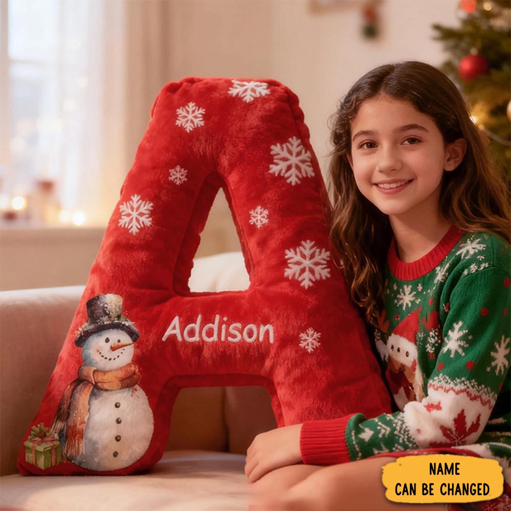 Personalized Graphic 3d Print Pillows Letter Shape Pillows Snowman Pillow With Name Christmas Gifts For Family Number