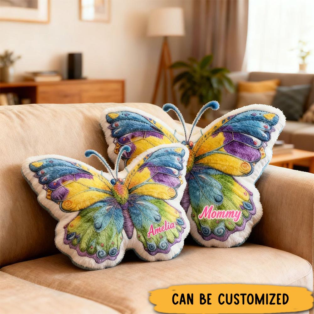 Personalized Graphic 3D Print Pillows Pillow, Custom Butterfly Pillow with Name for Family