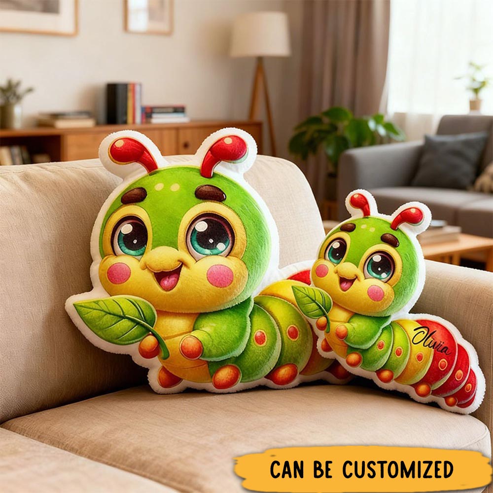 Personalized Graphic 3D Print Pillows Pillow, Custom Caterpillar Pillow with Name for Family