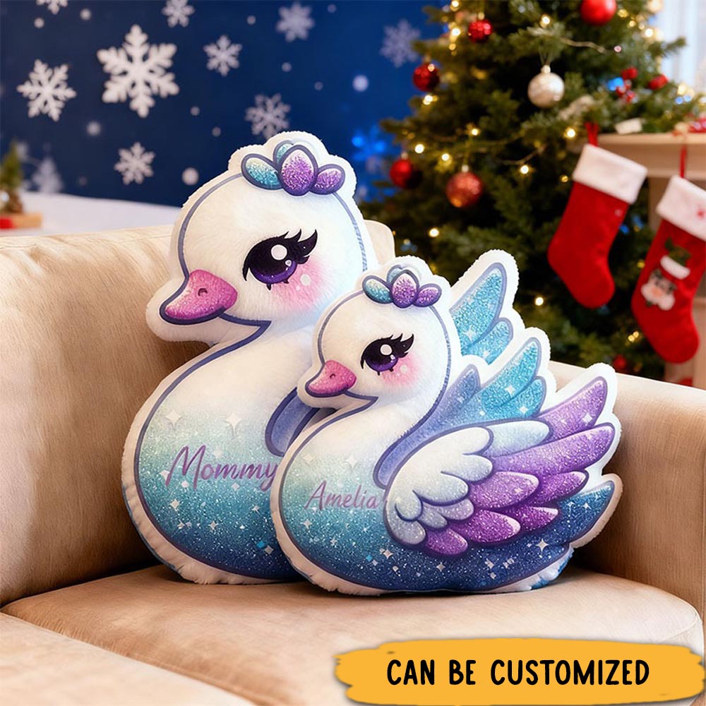 Personalized Graphic 3D Print Pillows Pillow, Custom Swan Pillow with Name for Family