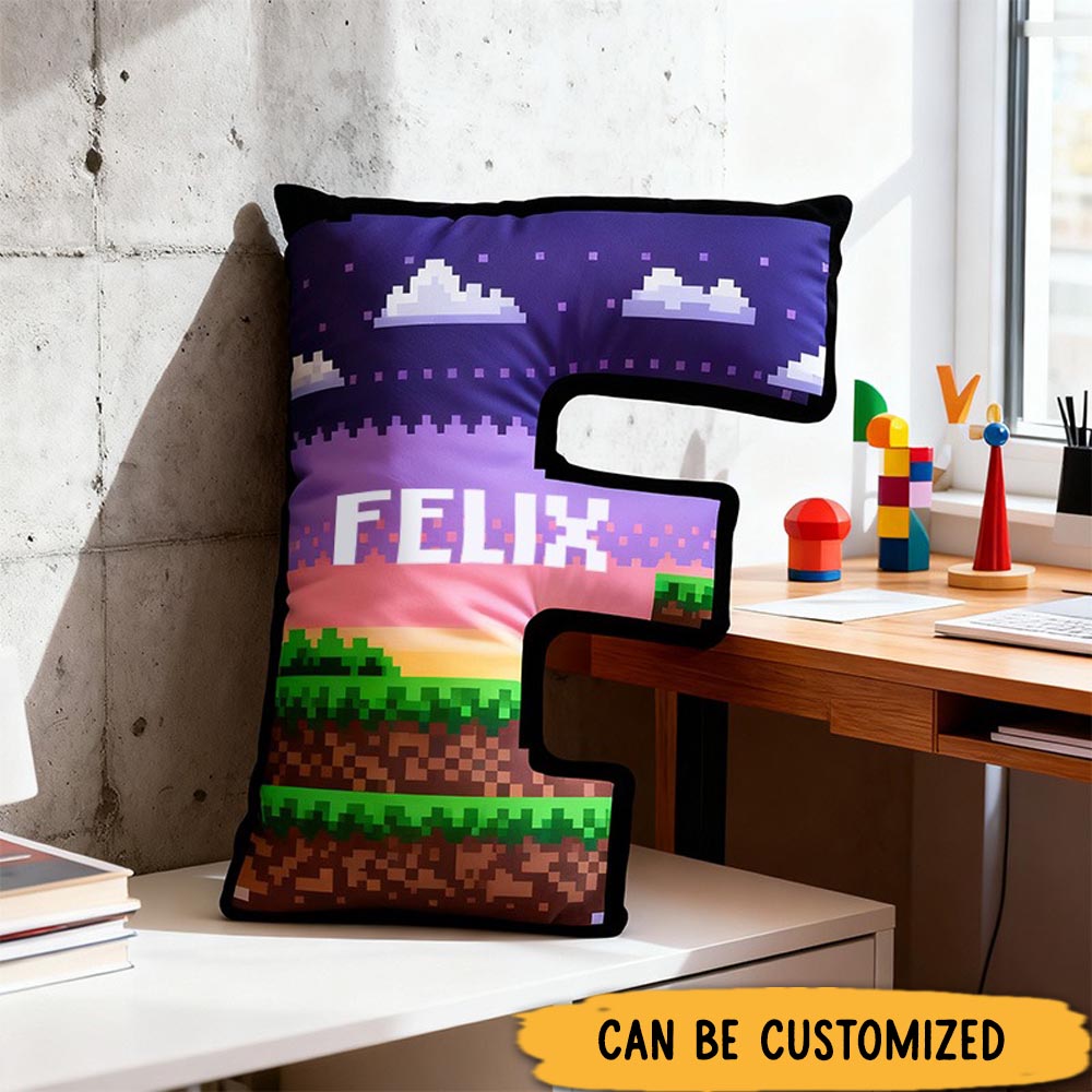 Personalized Graphic 3D Print Pixel Dawn Shaped Pillow for Game Lovers Plush Pillow Christmas Gift for Kids