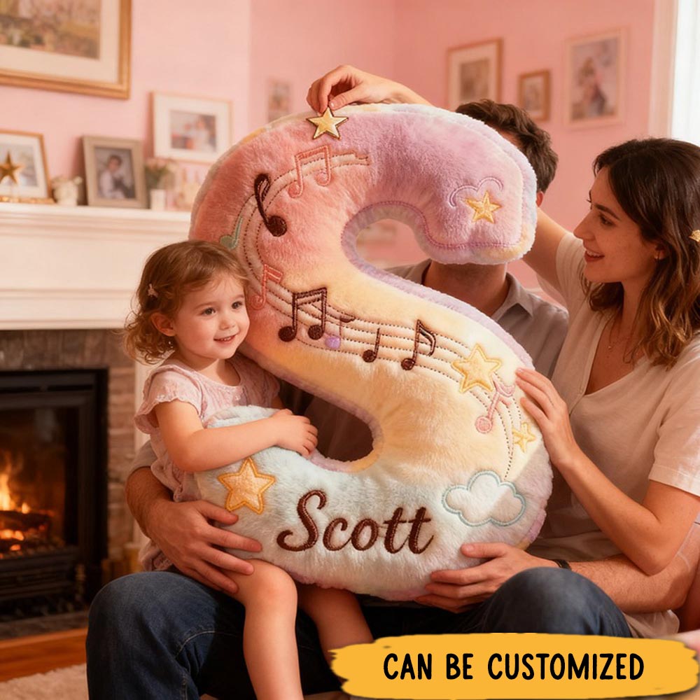 Personalized Graphic 3D Print Rainbow Notes Music Pillow with Your Own Name Soft Stuffed Toy for Kids Music Lovers Unique Decorative Cushion for Girls' Room and Music Room