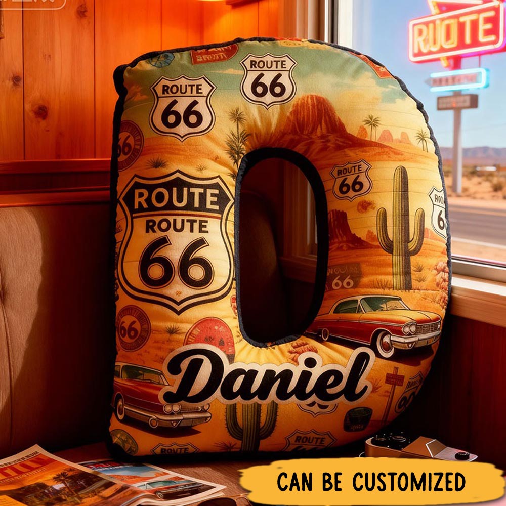 Personalized Graphic 3D Print Route 66 Adventure Pillow for Travel Lovers