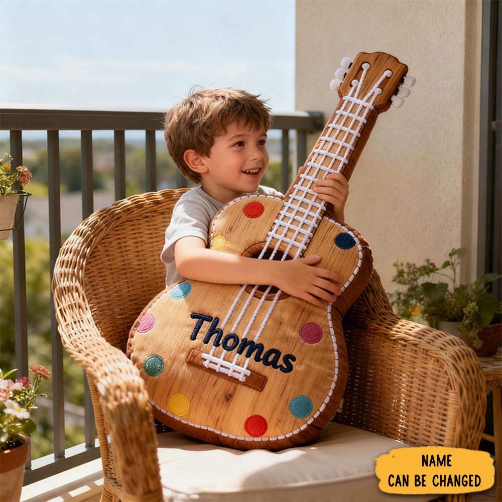 Personalized Graphic 3d Print Ukulele Pillow With Your Own Name Soft Stuffed Toy For Kids Music Lovers Unique Decorative Cushion For Room And Music Room