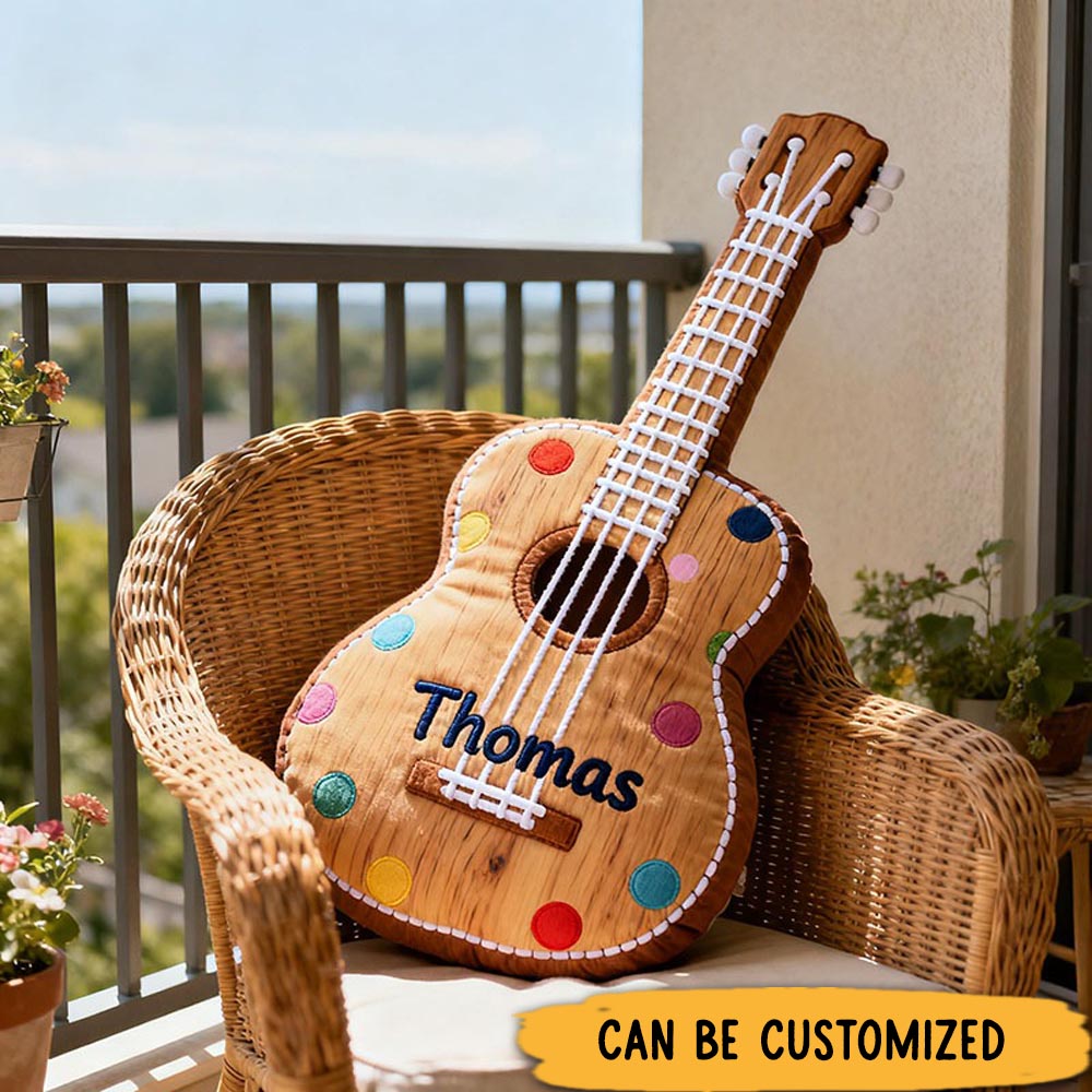 Personalized Graphic 3D Print Ukulele Pillow With Your Own Name Soft Stuffed Toy for Kids Music Lovers Unique Decorative Cushion for Room and Music Room
