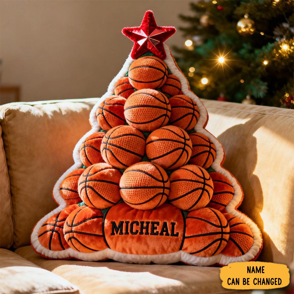 Personalized Graphic3dprint Basketball Christmas Tree Pillow With Custom Name For Sports Lovers