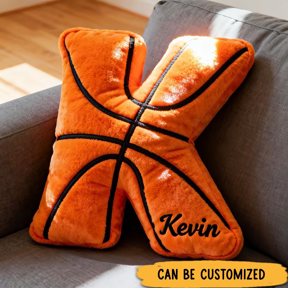 Personalized Graphic3DPrint Basketball Letter Shaped Pillow with Custom Name for Sports Fans