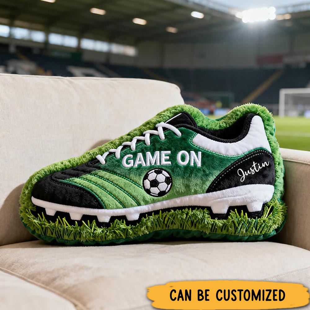 Personalized Graphic3DPrint Game On Soccer Shoe Pillow with Custom Name for Sports Enthusiasts