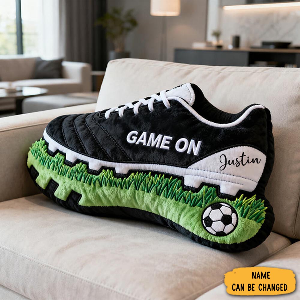 Personalized Graphic3dprint Game On Soccer Shoe Pillow With Custom Name For Sports Enthusiasts