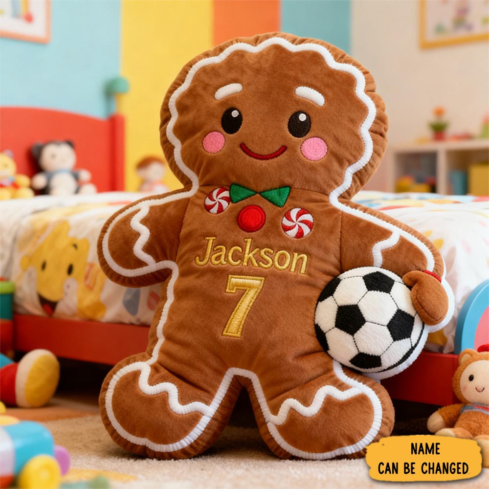 Personalized Graphic3dprint Gingerbread Soccer Pillow With Custom Name And Number For Soccer Fans And Kids Graphic 3d Print Design
