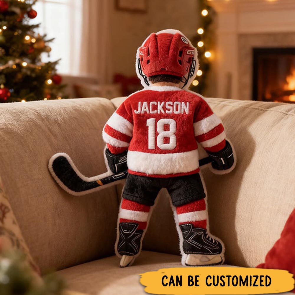 Personalized Graphic3DPrint Ice Hockey Player Pillow with Custom Name and Number Graphic 3D Print